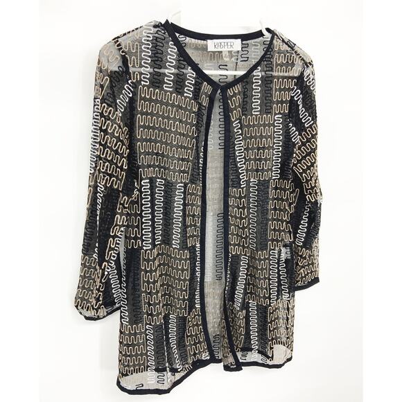 Womens Kasper Swimwear Coverup Multicolor Mesh Cardigan Size M - Picture 2 of 5